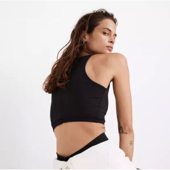 Madewell MWL Womens Form Racerback Crop Top Small Athletic Black Tank NWT - Picture 2 of 10